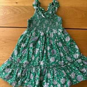 Crewcur Smocked Green Floral Girl’s Dress Size 5